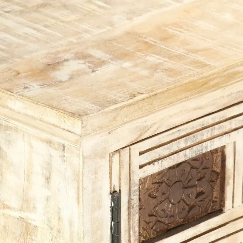Aparador blanco con 2 puertas y 2 cajones – Madera maciza de mango
