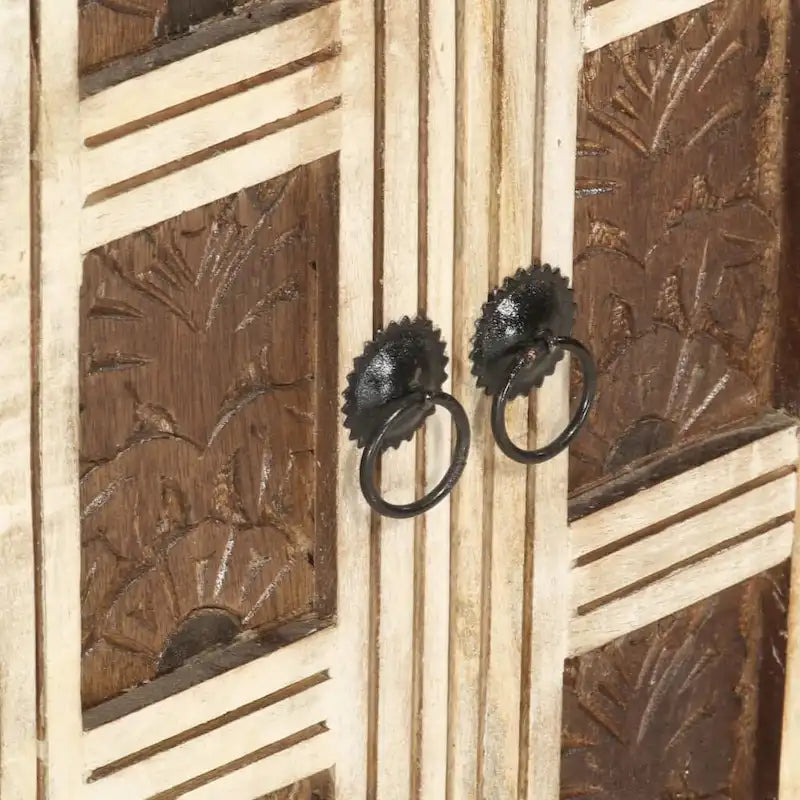 Aparador blanco con 2 puertas y 2 cajones – Madera maciza de mango