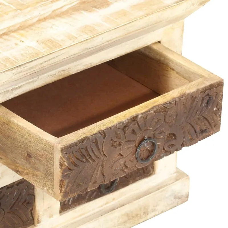 Aparador blanco con 2 puertas y 2 cajones – Madera maciza de mango