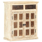 Aparador blanco con 2 puertas y 2 cajones – Madera maciza de mango