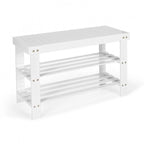 Banco Zapatero de Bambú de 2 Niveles – Natural / Negro / Blanco, 1 asiento