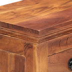 Aparador marrón de madera maciza de acacia con 4 cajones y 2 puertas