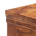 Aparador marrón de madera maciza de acacia con 4 cajones y 2 puertas