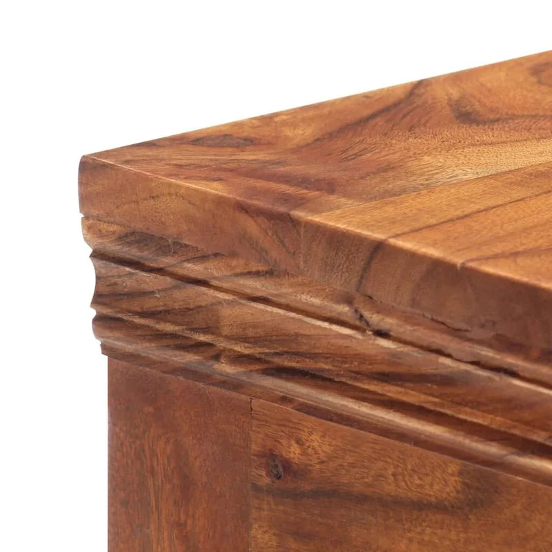 Aparador marrón de madera maciza de acacia con 4 cajones y 2 puertas