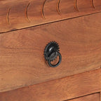 Aparador marrón de madera maciza de acacia con 4 cajones y 2 puertas