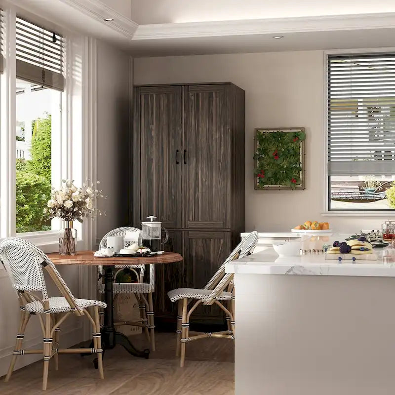 Armario de almacenamiento de madera oscura de 2 puertas, montaje para 1 persona, 80 cm ancho × 200 cm alto × 60 cm profundidad