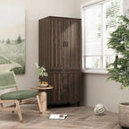 Armario de almacenamiento de madera oscura de 2 puertas, montaje para 1 persona, 80 cm ancho × 200 cm alto × 60 cm profundidad