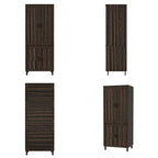 Armario de almacenamiento de madera oscura de 2 puertas, montaje para 1 persona, 80 cm ancho × 200 cm alto × 60 cm profundidad