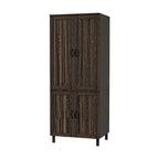 Armario de almacenamiento de madera oscura de 2 puertas, montaje para 1 persona, 80 cm ancho × 200 cm alto × 60 cm profundidad