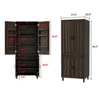 Armario de almacenamiento de madera oscura de 2 puertas, montaje para 1 persona, 80 cm ancho × 200 cm alto × 60 cm profundidad