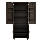Armario de almacenamiento de madera oscura de 2 puertas, montaje para 1 persona, 80 cm ancho × 200 cm alto × 60 cm profundidad