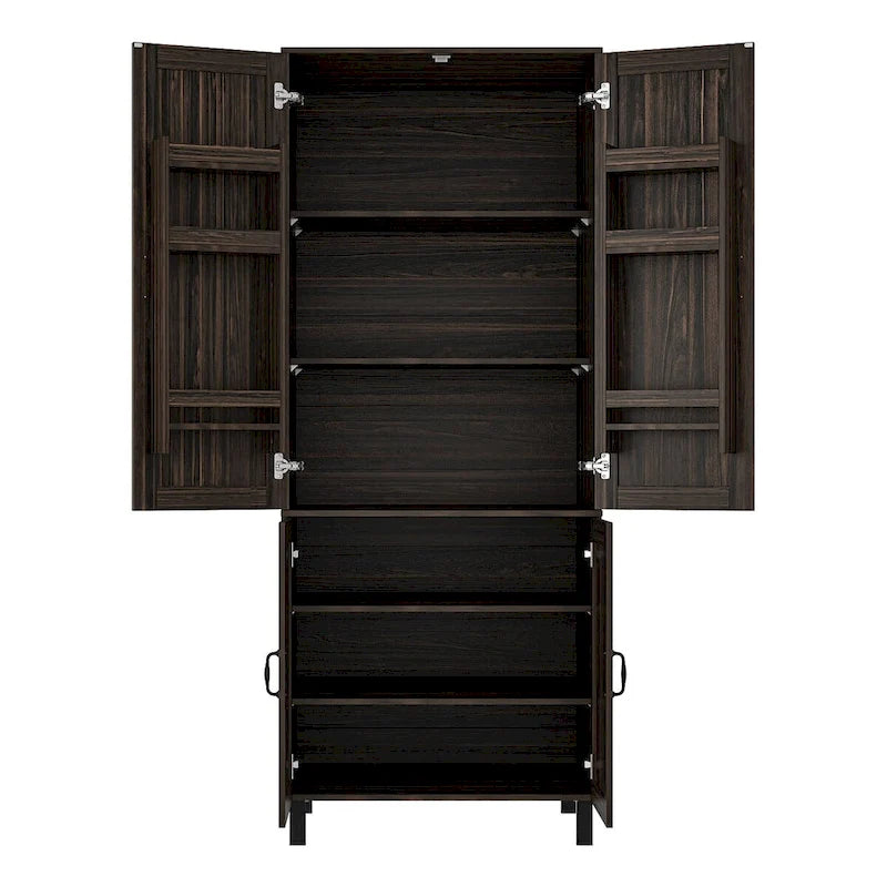 Armario de almacenamiento de madera oscura de 2 puertas, montaje para 1 persona, 80 cm ancho × 200 cm alto × 60 cm profundidad