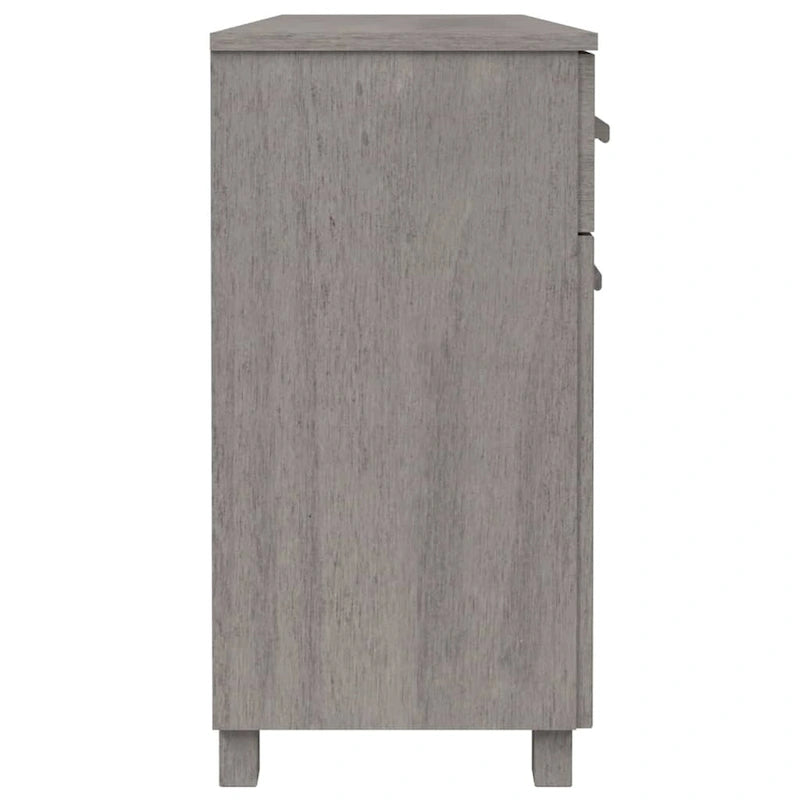 Aparador de pino macizo con 3 puertas y 3 cajones – Gris claro / Blanco / Gris oscuro, Asientos 1