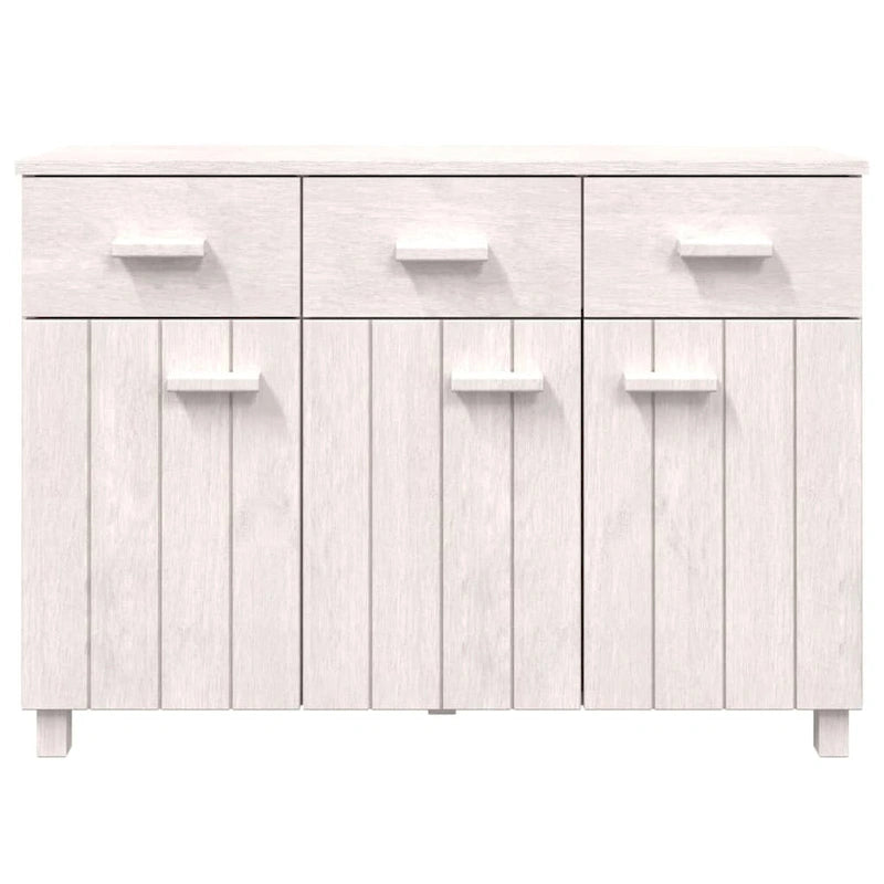 Aparador de pino macizo con 3 puertas y 3 cajones – Gris claro / Blanco / Gris oscuro, Asientos 1