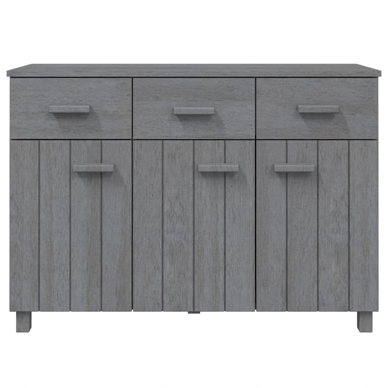 Aparador de pino macizo con 3 puertas y 3 cajones – Gris claro / Blanco / Gris oscuro, Asientos 1