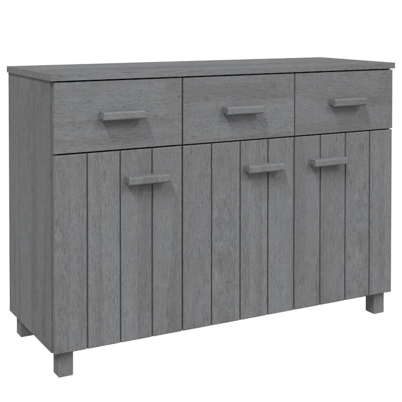 Aparador de pino macizo con 3 puertas y 3 cajones – Gris claro / Blanco / Gris oscuro, Asientos 1