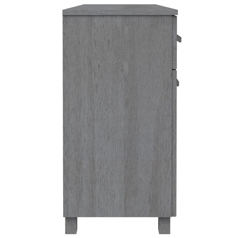 Aparador de pino macizo con 3 puertas y 3 cajones – Gris claro / Blanco / Gris oscuro, Asientos 1