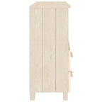 Aparador de madera maciza de pino en gris oscuro / gris claro / blanco / miel con 2 cajones y 1 compartimento – Montaje por 1 persona