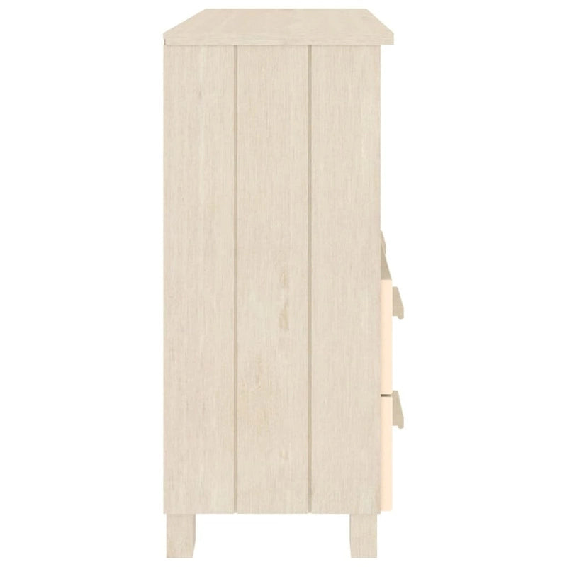 Aparador de madera maciza de pino en gris oscuro / gris claro / blanco / miel con 2 cajones y 1 compartimento – Montaje por 1 persona