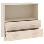 Aparador de madera maciza de pino en gris oscuro / gris claro / blanco / miel con 2 cajones y 1 compartimento – Montaje por 1 persona