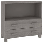 Aparador de madera maciza de pino en gris oscuro / gris claro / blanco / miel con 2 cajones y 1 compartimento – Montaje por 1 persona