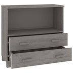 Aparador de madera maciza de pino en gris oscuro / gris claro / blanco / miel con 2 cajones y 1 compartimento – Montaje por 1 persona