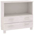Aparador de madera maciza de pino en gris oscuro / gris claro / blanco / miel con 2 cajones y 1 compartimento – Montaje por 1 persona