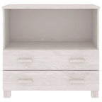 Aparador de madera maciza de pino en gris oscuro / gris claro / blanco / miel con 2 cajones y 1 compartimento – Montaje por 1 persona