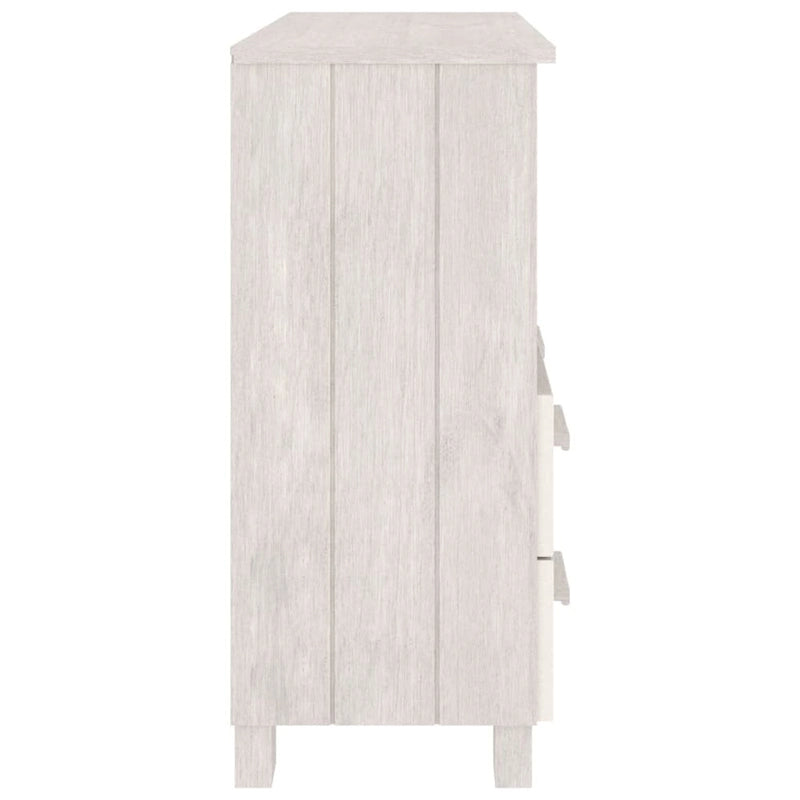 Aparador de madera maciza de pino en gris oscuro / gris claro / blanco / miel con 2 cajones y 1 compartimento – Montaje por 1 persona