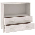 Aparador de madera maciza de pino en gris oscuro / gris claro / blanco / miel con 2 cajones y 1 compartimento – Montaje por 1 persona