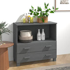Aparador de madera maciza de pino en gris oscuro / gris claro / blanco / miel con 2 cajones y 1 compartimento – Montaje por 1 persona