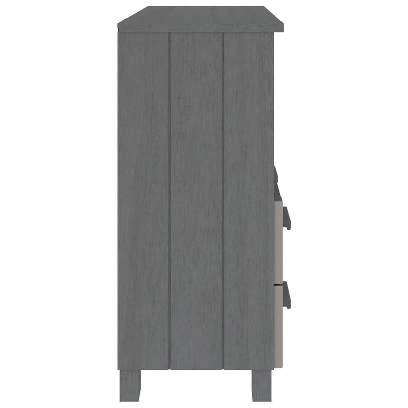 Aparador de madera maciza de pino en gris oscuro / gris claro / blanco / miel con 2 cajones y 1 compartimento – Montaje por 1 persona
