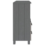 Aparador de madera maciza de pino en gris oscuro / gris claro / blanco / miel con 2 cajones y 1 compartimento – Montaje por 1 persona
