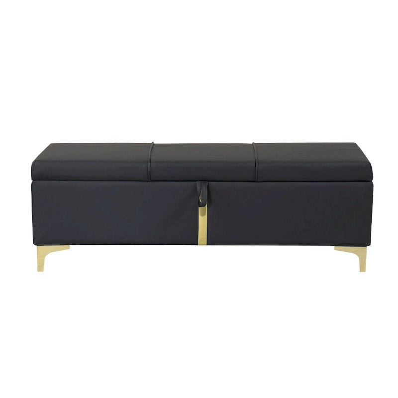 Banco otomano tapizado con patas de metal para 1 persona, rosa / negro / beige