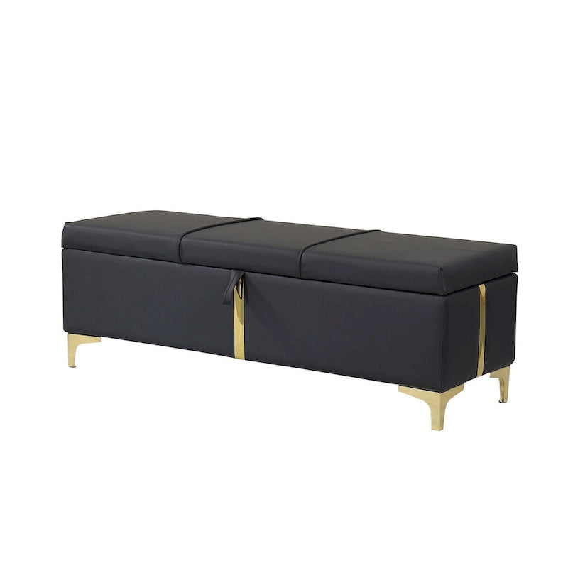 Banco otomano tapizado con patas de metal para 1 persona, rosa / negro / beige