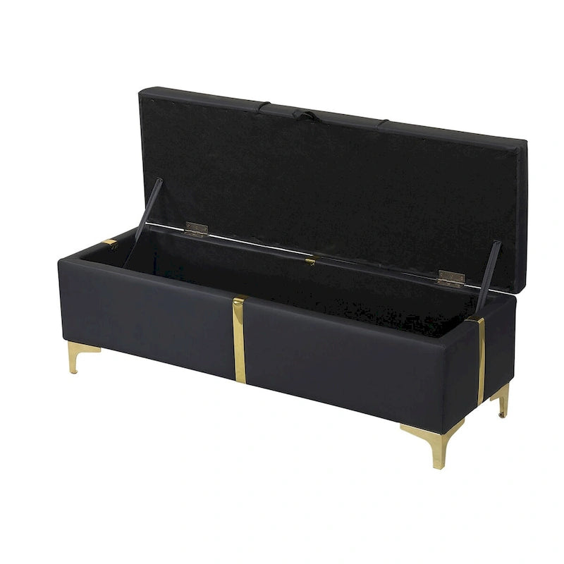 Banco otomano tapizado con patas de metal para 1 persona, rosa / negro / beige
