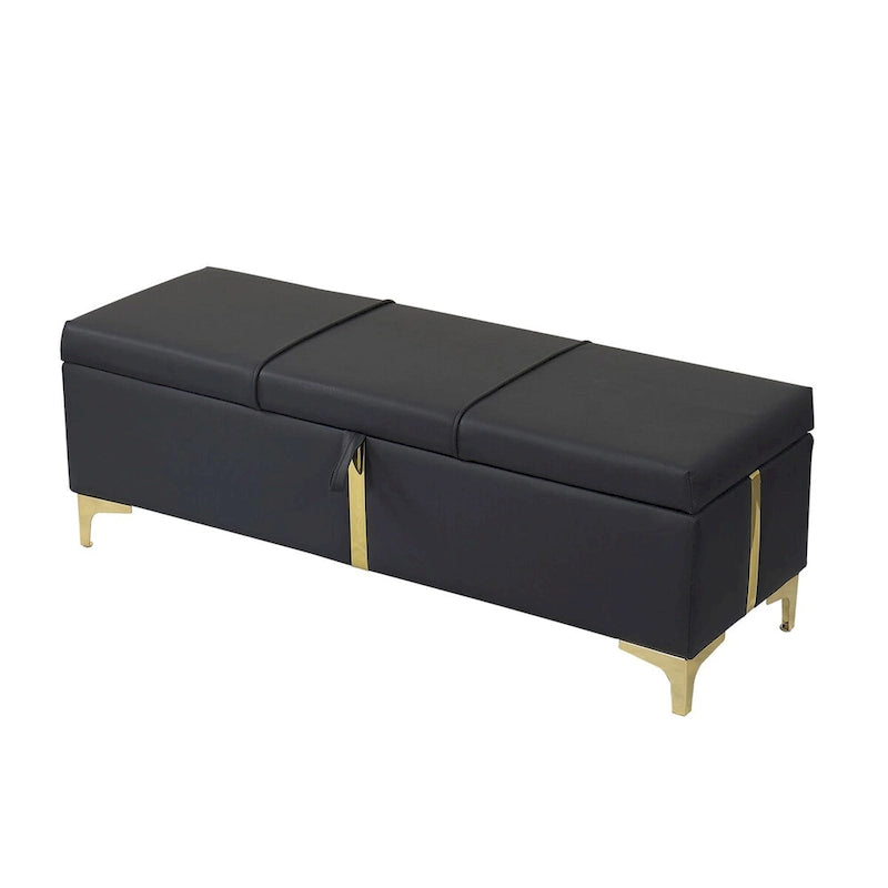 Banco otomano tapizado con patas de metal para 1 persona, rosa / negro / beige