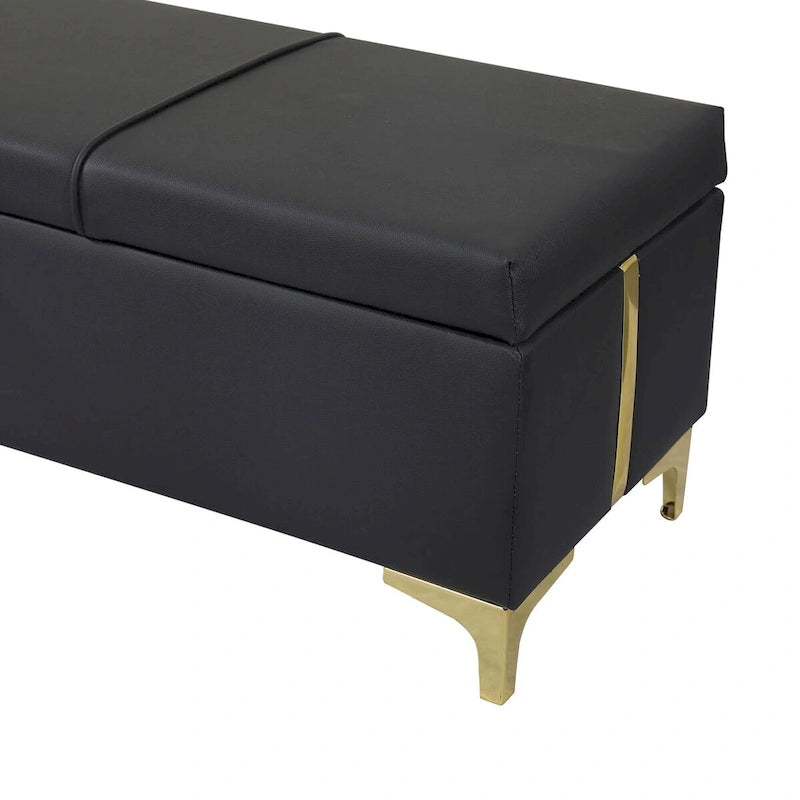 Banco otomano tapizado con patas de metal para 1 persona, rosa / negro / beige