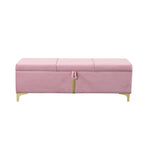 Banco otomano tapizado con patas de metal para 1 persona, rosa / negro / beige
