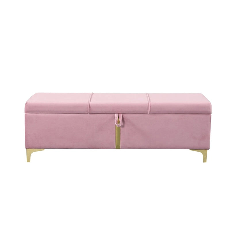 Banco otomano tapizado con patas de metal para 1 persona, rosa / negro / beige