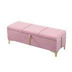 Banco otomano tapizado con patas de metal para 1 persona, rosa / negro / beige