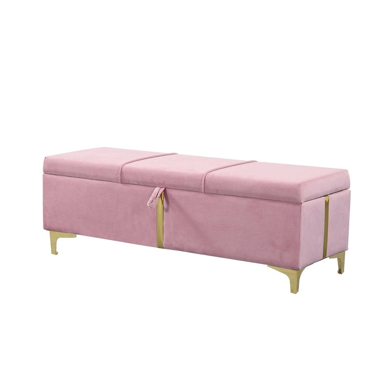 Banco otomano tapizado con patas de metal para 1 persona, rosa / negro / beige