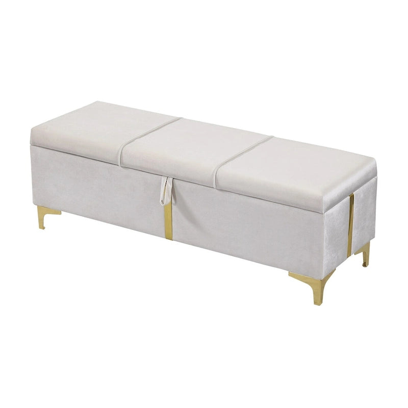 Banco otomano tapizado con patas de metal para 1 persona, rosa / negro / beige