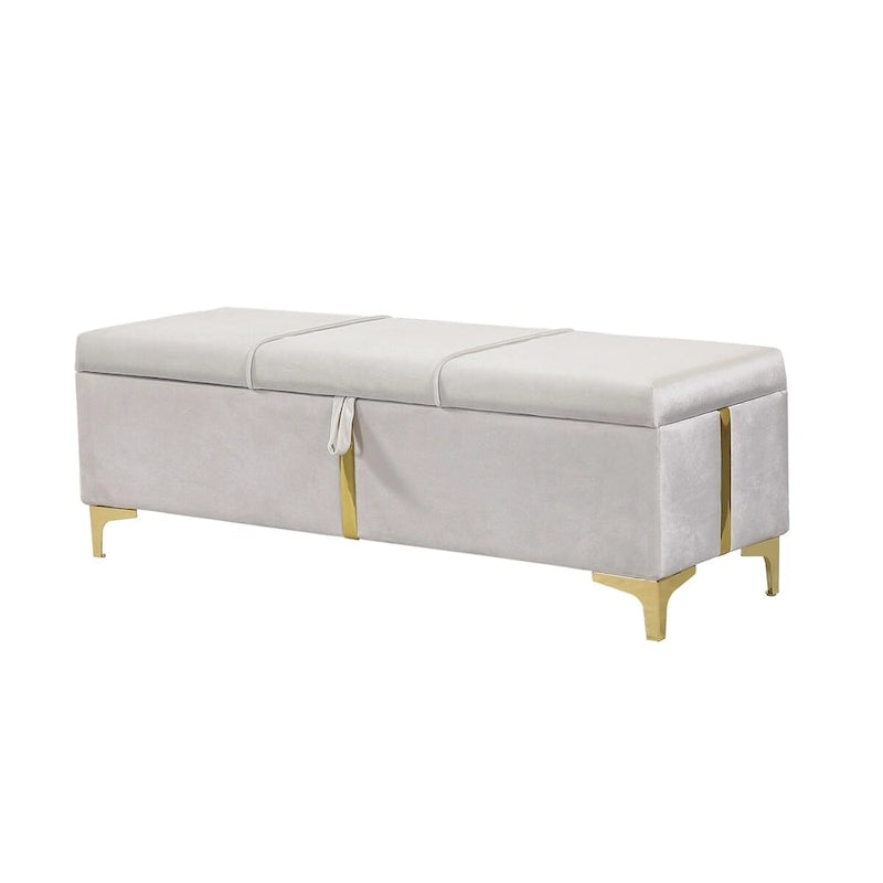 Banco otomano tapizado con patas de metal para 1 persona, rosa / negro / beige