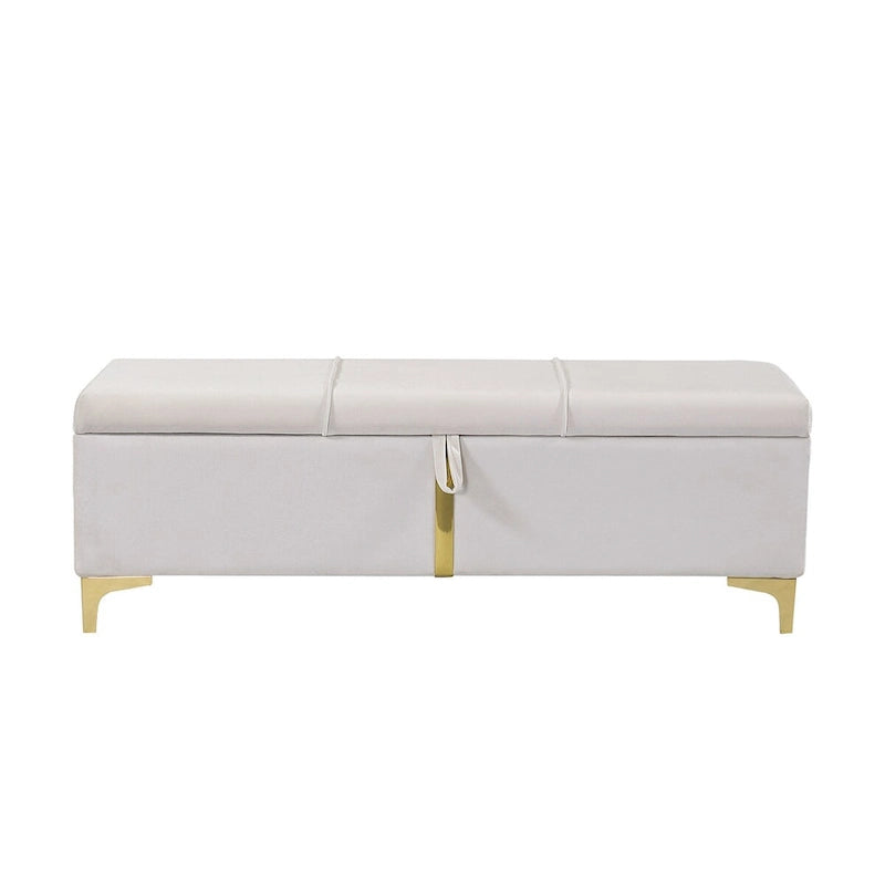 Banco otomano tapizado con patas de metal para 1 persona, rosa / negro / beige