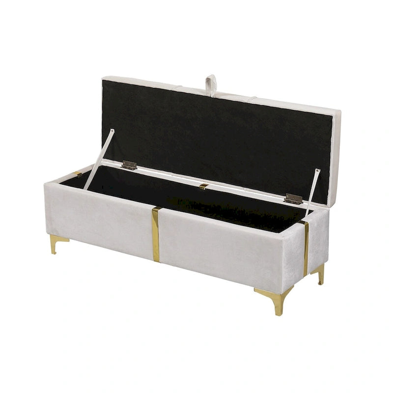 Banco otomano tapizado con patas de metal para 1 persona, rosa / negro / beige