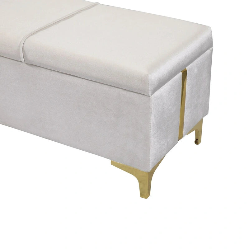 Banco otomano tapizado con patas de metal para 1 persona, rosa / negro / beige