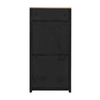 Zapatero con puerta abatible (blanco/negro) con cajón, para 2 personas, 12 pares