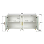 Mueble para TV con gabinete de almacenamiento – Blanco / Azul marino / Oro antiguo – Asientos 1, 2 puertas