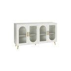 Mueble para TV con gabinete de almacenamiento – Blanco / Azul marino / Oro antiguo – Asientos 1, 2 puertas